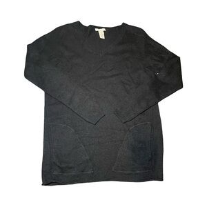 White + Warren Women's Cashmere And Silk Sz S Sweater With Pockets, Black GUC